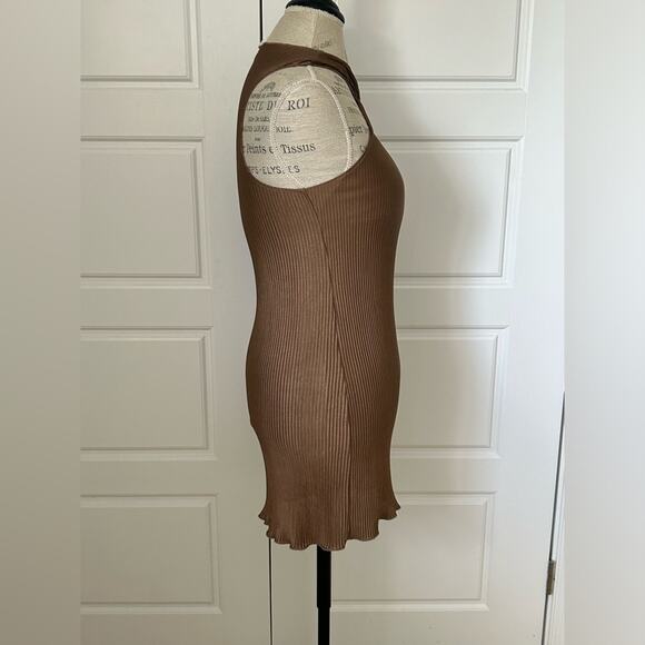 Song of style revolve pleated cross front Pluto mini dress bronze brown size XS - Picture 5 of 9